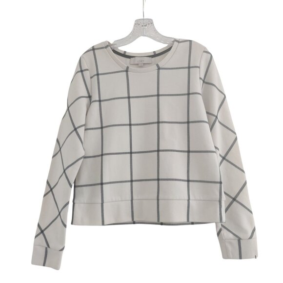 🤍 LOFT by Ann Taylor Windowpane Grid Sweater Size M EUC - Picture 2 of 5